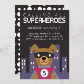 スーパーヒーロードッグ誕生パーティー 招待状 (正面/裏面)