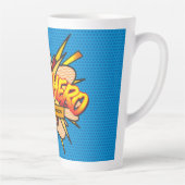 スーパーヒーローネームおもしろいレトロ漫画ブックアーポップ・アートのト カフェラテマグ (右)