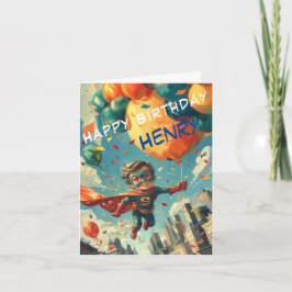 スーパーヒーローハッピーバースデーデザイン 子供へ カード