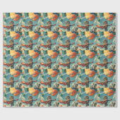 スーパーヒーローハッピーバースデーデザイン 子供へ ラッピングペーパー (フラット)