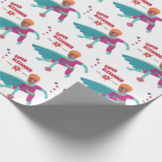 スーパーヒーローハッピーボーイファンタスティックおもしろい誕生日プレゼント ラッピングペーパー (角)
