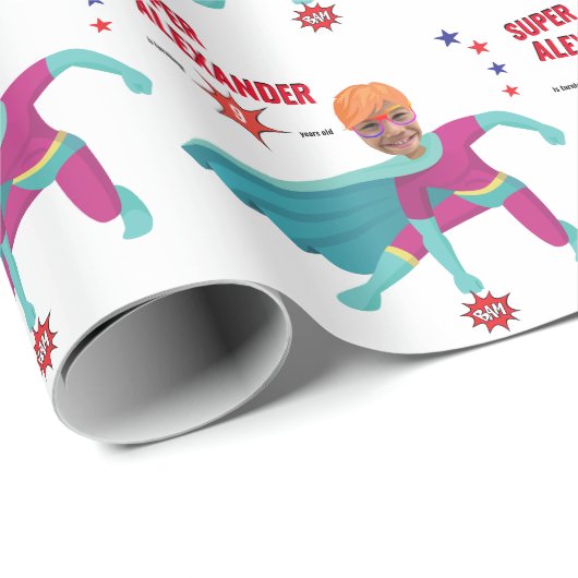 スーパーヒーローハッピーボーイファンタスティックおもしろい誕生日プレゼント ラッピングペーパー (ロールコーナー)