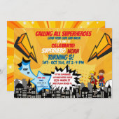 スーパーヒーローハロウィーンマンガ漫画招待状 招待状 (正面/裏面)