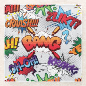 スーパーヒーローバブルパターン ガラスコースター (正面)