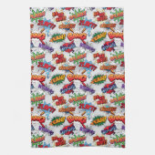 スーパーヒーローバブルパターン キッチンタオル (縦)