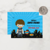 スーパーヒーローバレンタインカード – ボーイズ・アフリカ・アメリカ ノートカード (正面/裏面インサイチュ)