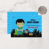 スーパーヒーローバレンタインカード – 男の子のダークスキン ノートカード (正面/裏面インサイチュ)