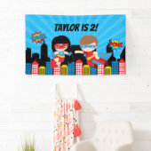 スーパーヒーローバースデーパーティーバックドランドバナーボーイガール 横断幕 (インサイチュ)