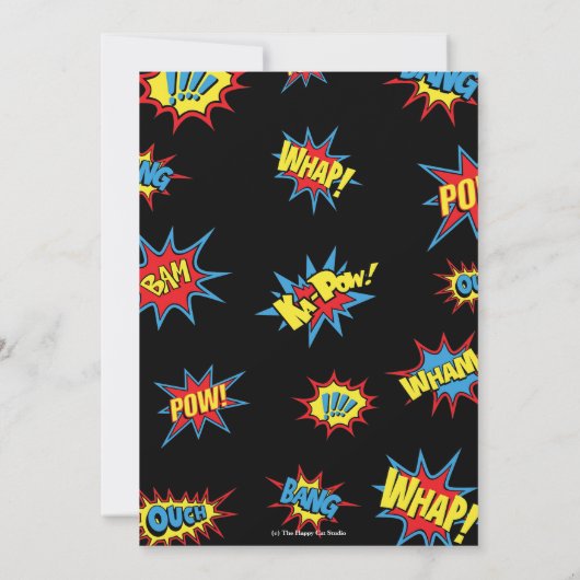 スーパーヒーローバースデーパーティーボーイガール写真写真 招待状 (裏面)