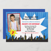 スーパーヒーローバースデーパーティ招待状 招待状 (正面/裏面)