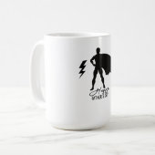 スーパーヒーローパパシルエット | 父の日英雄 コーヒーマグカップ (正面左)