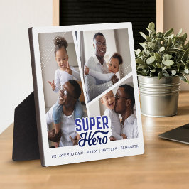 スーパーヒーローパパフォトコラージュ漫画ブックキープサケ フォトプラーク