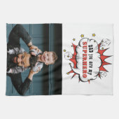 スーパーヒーローパパ漫画スピーチバブルファーザーの日 キッチンタオル (横)