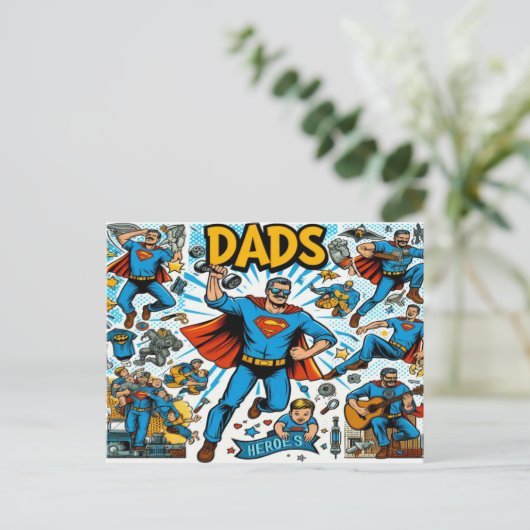 スーパーヒーローパパ漫画本スタイル シーズンポストカード (スタンド正面)