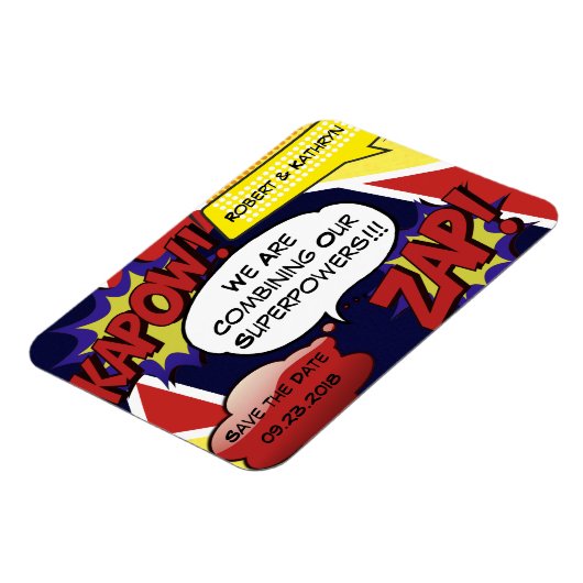 スーパーヒーローパロディ日付結婚を保存 マグネット (左側)