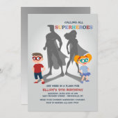 スーパーヒーローパーティの招待状 招待状 (正面/裏面)