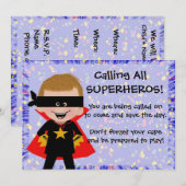 スーパーヒーローパーティーの招待状 招待状 (正面/裏面)