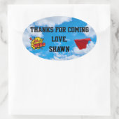 スーパーヒーローパーティーサンキューステッカー 楕円形シール (バッグ)