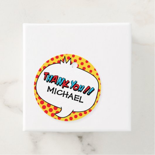 スーパーヒーローパーティーサンキューユーメッセージカード フェイバータグ (インサイチュ)