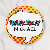 スーパーヒーローパーティーサンキューユーメッセージカード フェイバータグ (正面)