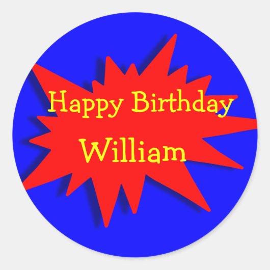 スーパーヒーローパーティーテーマレッドブルー ラウンドシール (正面)