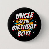 スーパーヒーローパーティー漫画おじさん誕生日ボーイ 缶バッジ (正面)