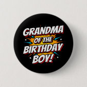 スーパーヒーローパーティー漫画おばあちゃん誕生日ボーイ 缶バッジ (正面)