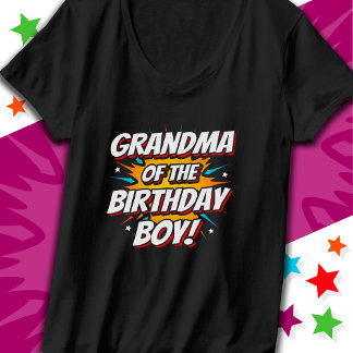 スーパーヒーローパーティー漫画おばあちゃん誕生日ボーイ Tシャツ