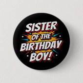 スーパーヒーローパーティー漫画シスター・オブ・誕生日・ボーイ 缶バッジ (正面)
