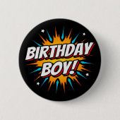スーパーヒーローパーティー漫画ブックヒーロー誕生日ボーイ 缶バッジ (正面)