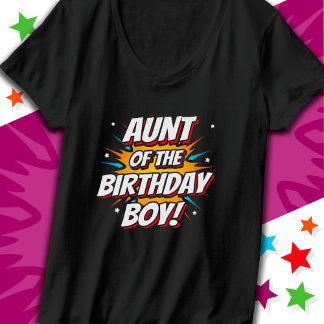 スーパーヒーローパーティー漫画叔母の誕生日ボーイ Tシャツ