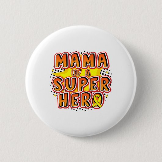 スーパーヒーローファミリーのママ 小児がん 缶バッジ (正面)