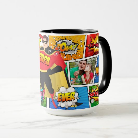 スーパーヒーローファーザーの日漫画ブックパパ マグカップ (正面右)