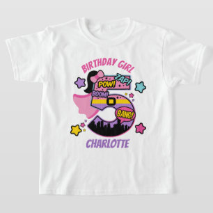 スーパーヒーローフィフス誕生日ガール5thすごいガール tシャツ