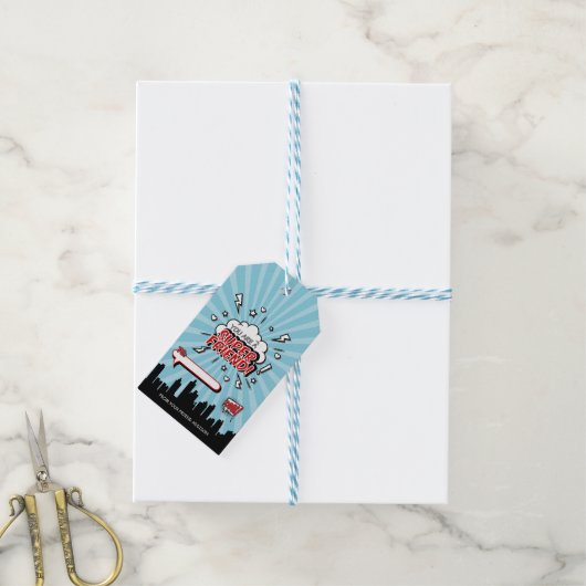 スーパーヒーローフレンド漫画バレンタインギフトラベル ギフトタグ (より糸付き)