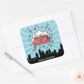 スーパーヒーローフレンド漫画バレンタインステッカー スクエアシール (封筒)