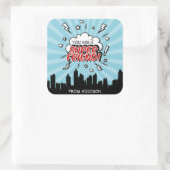 スーパーヒーローフレンド漫画バレンタインステッカー スクエアシール (バッグ)