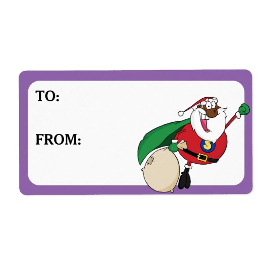 スーパーヒーローブラックサンタプリンテッドギフトラベル ラベル (正面)