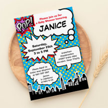 スーパーヒーローベビーシャワーパーティの招待状