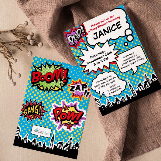 スーパーヒーローベビーシャワーパーティの招待状 招待状