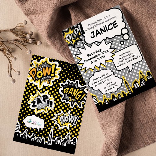 スーパーヒーローベビーシャワーパーティの招待状 招待状
