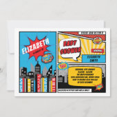 スーパーヒーローベビーシャワー/スーパーヒーロー漫画ブック 招待状 (正面)