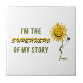 スーパーヒーローホワイトセラミックタイルby詩人Adiela Akoo タイル (正面)