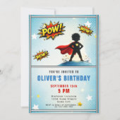 スーパーヒーローボーイの誕生日パーティー 招待状 (正面)