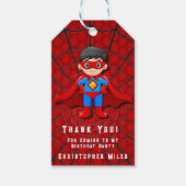 スーパーヒーローボーイバースデーパーティーありがとう ギフトタグ (正面)