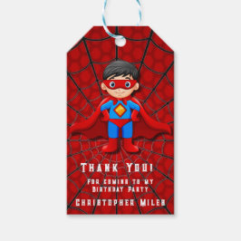 スーパーヒーローボーイバースデーパーティーありがとう ギフトタグ