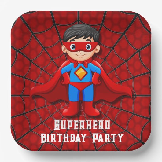 スーパーヒーローボーイバースデーパーティー ペーパープレート (正面)