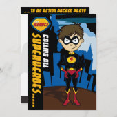 スーパーヒーローボーイパーティー招待状 招待状 (正面/裏面)