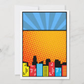 スーパーヒーローボーイ新聞漫画スタイル誕生日 招待状 (裏面)