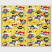 スーパーヒーローボーイ誕生日 ラッピングペーパー (フラット)